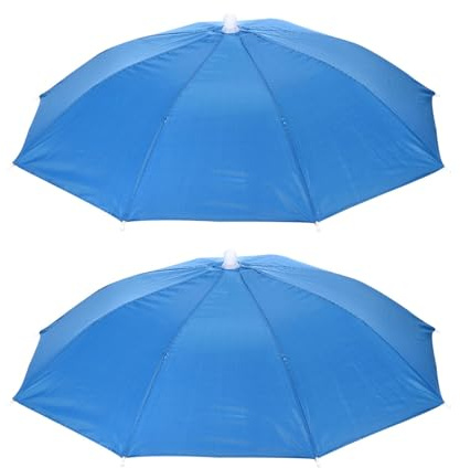 YOKIVE 2 Stück Regenschirmhut Gefaltete Sonnen Regen Kappen Blau 20 Zoll