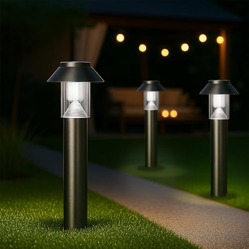 MeLiTec Garten-Solarlampe, 3er Set, Solar LED-Gartenleuchten, Solarlampe für außen, ideal für Garten, Terrasse und Balkon, aus Edelstahl matt gebürstet, SO06-1