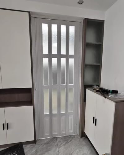 Puerta Plegable Kit de Puerta Interior Tipo Acordeón Blanca, Puertas Retráctiles Plegables de Acordeón, Mampara Divisora ​​de Ambientes Corrediza para Despensa, Dormitorio y Baño(24x40in(61x101cm))