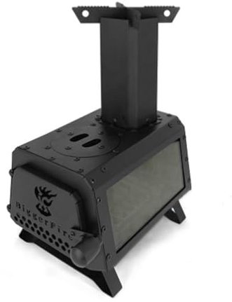 Poêle à Bois Portable en Acier Inoxydable avec Fenêtre de Visualisation Poêle de Chauffage Multifonctionnel Intérieur et Extérieur pour la Cuisines, Le Camping et Le Rréchauffement(Black)