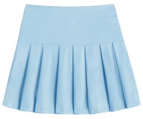 Arshiner Fille Jupe de Tennis Jupe Plissée Taille Haute Jupe de Golf Unie pour Enfants Jupe de Sport avec Poches Pantalon Intérieur Pantalon d'uniforme Scolaire Décontracté Jupe 6-13 Ans