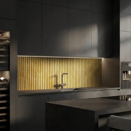 Dedeco Küchenrückwand Motiv: Holz V7, 5mm Hartschaum Kunststoffplatte PVC als Spritzschutz Fliesenspiegel zum Aufkleben Wandschutz wasserfest, UV-Lack matt, alle Untergründe, 220 x 60 cm
