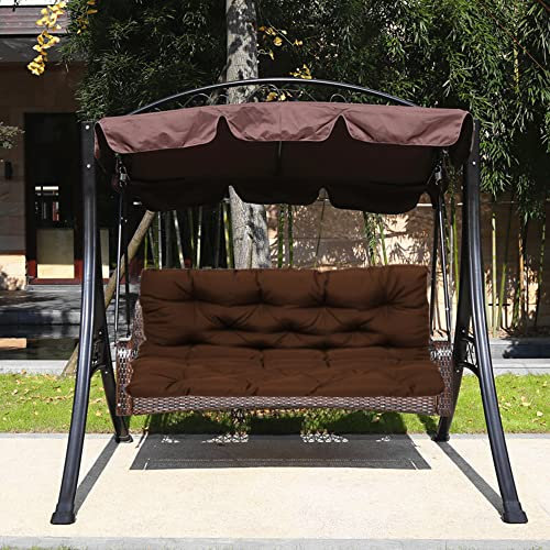 Wasserabweisende Ersatzpolster für Gartenmöbel, Gartenmöbel, Schaukelbank, waschbar, Ersatz-Pads mit Riemen, Braun für 2- und 3-Sitzer-Hängematte