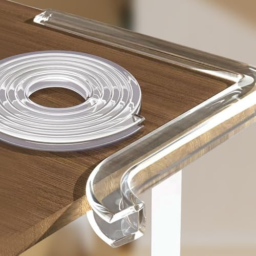 YCBTPS 5m Transparenter U-Form Kantenschutz, Kantenschutzstreifen Für Glastische, Dichtungsstreifen 0.5-26mm Gummi Kantenschutzprofil, Einfache Montage(8-9mm)
