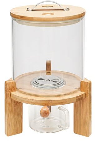 Mlonausz 5L Rice Dispenser Storage 10Grain Bottle Cereal Dry Food Glass Container +Valve