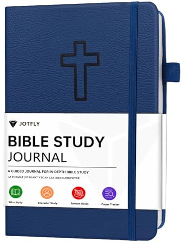 JOTFLY Bibelstudiumdagbok, kyrkanteckningar, anteckningsbok för anteckningar och reflektion, guidad bibelstudie, religiösa presenter och bibelstudier (mystic Blue)