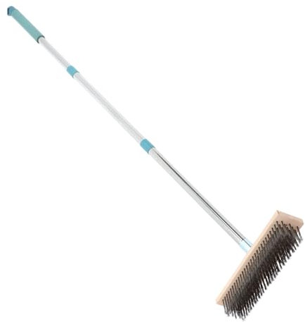Mipcase Brosse De Nettoyage Pour Patio Et Sols Béton Manche Long De Brosse Acier Inoxydable à Poils Rigides Outil De Nettoyage Multi-surfaces Pour Garage Et Extérieur
