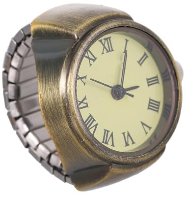 Beavorty Ringuhr Damen - Vintage Fingeruhr Römische Zahlen Quarzuhr Ring | Retro Schmuckuhr Für Herren Alltag, Elastische Mini Armbanduhr Zinklegierung, Kreatives Dekoration Geschenk Zifferblatt