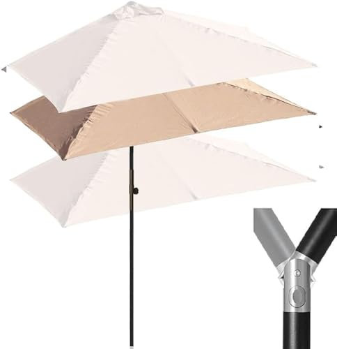 OPOLDBDMAC Halbrund Patioschirm Balkonschirm Rechteckig Sonnenschirm 5 Rippen Wandschirm Halb Sonnenschirm Für Terrasse, Höhenverstellbar Halbschirm 200X100cm(Khaki)