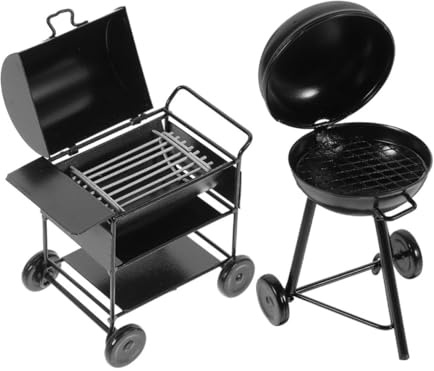 KONTONTY 2pcs Dollhouse Bbq Supply Mini Bbq Grill Model Miniature Rack for Dollhouse Decor Retro Iron Craft Miniature Cooking