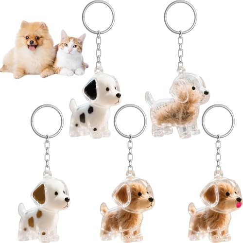 GWAWG 6 Stück Tierhaar Schlüsselanhänger – Gedenkanhänger für Katzen & Hunde mit Kapsel zur Aufbewahrung, DIY Erinnerungsgeschenk für Tierliebhaber, Lustige Geschenkidee zu Weihnachten