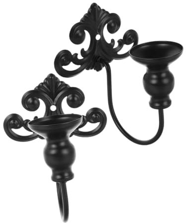 FONDOTIN 2 Pezzi Portacandele da Parete in Ferro Stile Vintage Europeo Design Elegante per Decorazione Soggiorno e Camera da Letto, Supporto per Candele Appese Retro