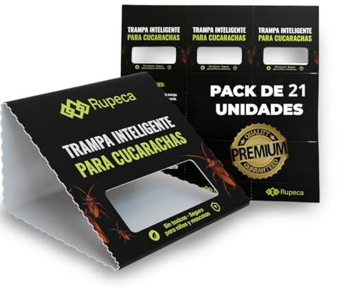 Pack 21 Trampas Adhesivas para Cucarachas Sin Tóxicos – Control de Plagas Seguro + Eficaz en el Hogar – Trampa Anti Cucarachas Interior Discreta + Duradera + Profesional | RUPECA