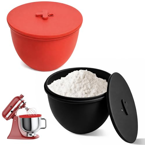 2er Silikoneinsatz – Zubehör für KitchenAid Rührschüssel mit Deckel, 4,8 L | Kompatibel mit Kitchen Aid Artisan 5 Qt: 2 Schüsseleinlagen für Hefeteig, Brotteig, Rühren, Kühlen, Gären & Aufbewahren