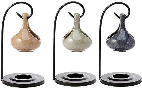 Puckator Ölbrenner, Tropfenform, Keramik, gemischt, Ständer, 19 cm, 10 cm, 12 cm, Schalenhöhe 9 cm, Breite 7 cm