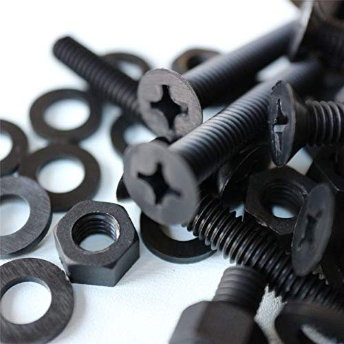 20 x tuercas y tornillos avellanados con agujero transversal Polipropileno Negros (PP), Acrílico, Pernos Tornillos y Tuercas de Plástico, M6 x 40mm, anticorrosivo