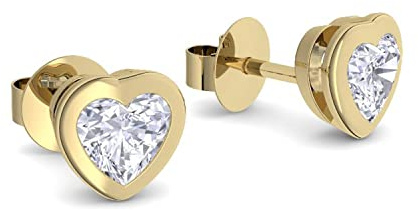 Herz Ohrstecker Gold klein Zirkonia Damen Ohrringe Silber 925 vergoldet | Ich liebe dich Etui Stecker Herzform Herzohrringe mit Stein Damenohrringe Geschenke für Frauen Mädchen Sie