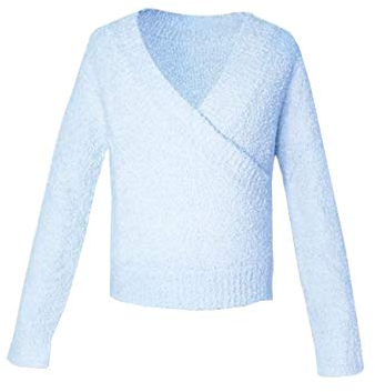XueXian Kinder Ballett Wickeljacke Langarm Ballettjacke zum Wickeln Pullover Oberteil Tops(Blau, 130: Büste 46cm)
