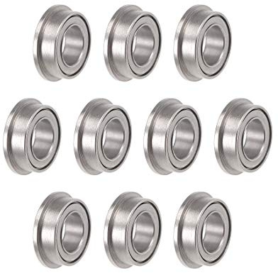 sourcing map MF74ZZ Flanged Ball Bearing 4x7x2.5mm Shielded Chrome Steel Flange Rip Bearings 10pcs