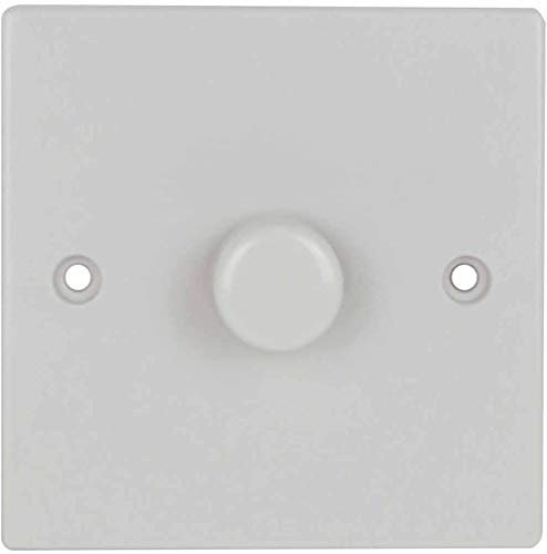 Invero 1 Gang 1 Way 250W Single Round LED Dimmer Switch Standard Square White