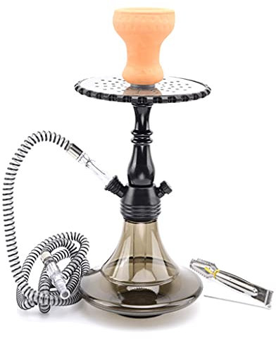 GaoYunQin Chicha Portable Fait Main Chicha Verre d'eau Ensemble de Narguilé avec 1 Tuyau Narguilé en Acrylique Kit de Démarrage (Color : Black)