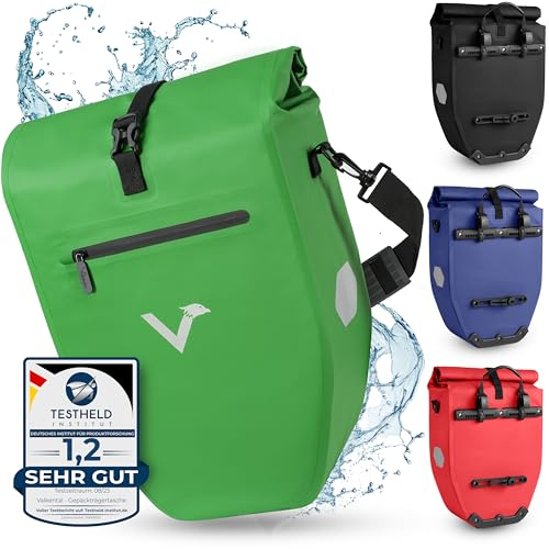 Valkental® Große & wasserdichte Gepäckträgertasche - Fahrradtasche für Gepäckträger mit großen Reflektoren [Abschließbar] Bombenfester Sitz - Mehrfach ausgezeichnet - Gefertigt für Langlebigkeit