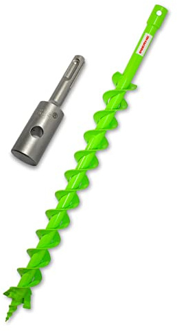 WERHE Erdbohrer 60 mm, Doppelwendel, Vollstahl, mit SDS Plus Adapter | Präzise Bohrspitze für Pflanzungen und Zaunpfähle, Gesamtlänge 80 cm, Arbeitstiefe 76 cm, kompatibel mit Bohrmaschinen