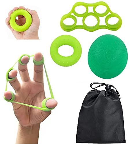 KARLOR 3er Set Handtrainer Fingertrainer Antistressball Hand Grip Trainer Strengthener Finger Exerciser Griffbälle Finger Stretcher Silikon zur Stärkung der Finger
