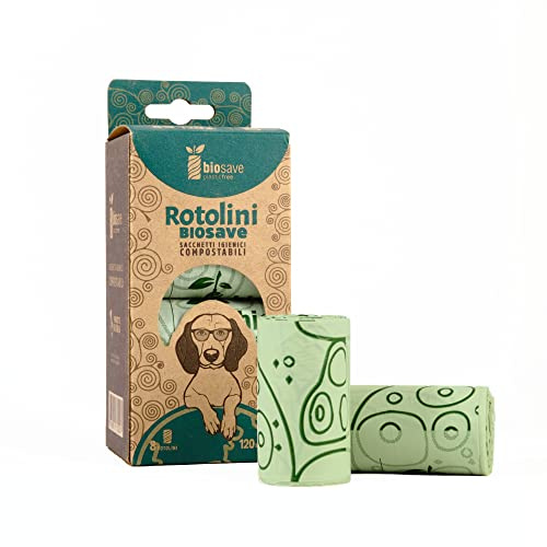 Sachets pour chiens,120 sacs écologiques hygiéniques compostables biodégradables pour la collecte de la canette des chiens, lourds résistants et ne laissent pas de mauvaises odeurs dimensions 23x30cm