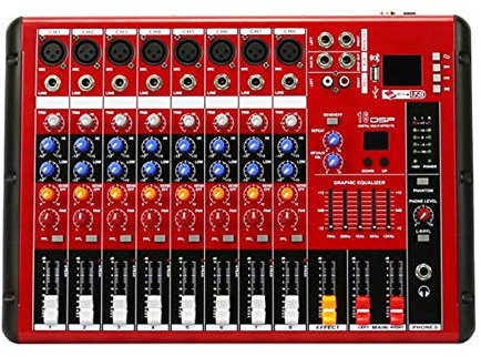 HMTE Tables de mixage de Studio, Table de mixage Audio Professionnelle à 8 canaux, Console DJ, Musique Domestique, karaoké, Petite Table de mixage Bluetooth, Table de mixage Professionnelle Pure