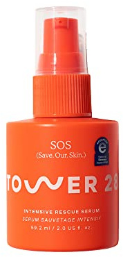 Tower 28 SOS Rescue Face Serum - Soothing Facial Serum with Hypochlorous Acid for Irritated, Sensitive Skin - Gently Helps Reduce Redness + Blemishes - Fragrance-Free Everyday Skin Care (2 oz)
