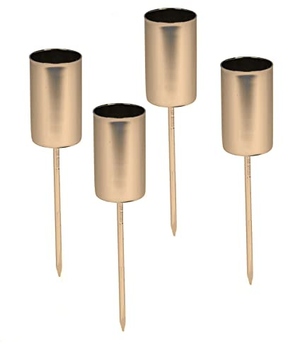 Juego de 4 velas para velas de mesa, oro – Candelabros para velas de barra, decoración navideña, para adviento y Navidad