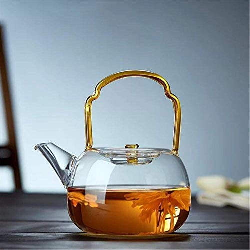 BEZAX Teekanne Klarglas Teekanne Farbige Griffe Kung Fu Teesets Kochen Wasser Borosilikatglas Tee (Size : 3)