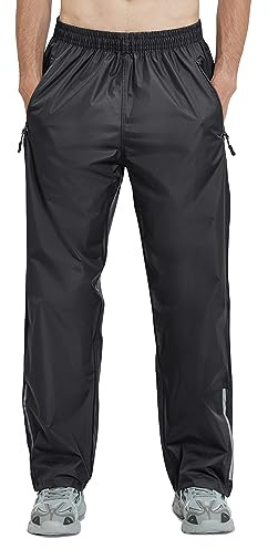Ourcan Men's Rain Pants Over Pants Waterproof Windproof Pants Breathable Lightweight Suitable for Rainy Outdoors, Hiking, Golf, Fishing Black