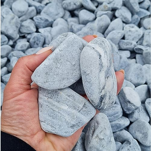 Dekosteine Kieselsteine Natur Grau Kieselsteine Deko Verschiedene Deko Kieselsteine - Gemischter Flusskies für Vasenfüller, Landschaftsbau, Aquarien & Garten (2-4cm, 5)