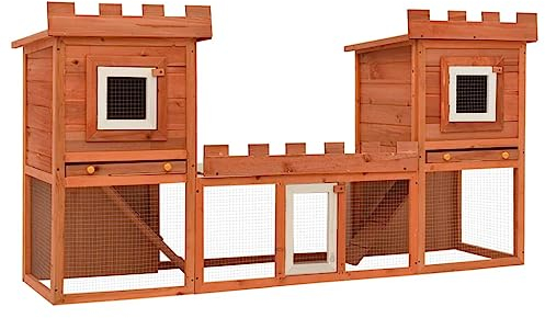 HOMIUSE Großer Kaninchenstall 192x50x101 cm Kleintierkäfig Doppelhaus Hasenstall Hasen ZubehöR Meerschweinchen Haus Meerschweinchen KäFig Hasenstall DraußEn Winterfest HamsterkäFig Holz