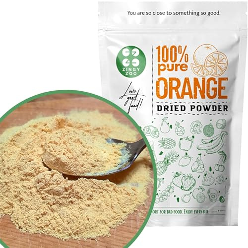 Getrocknetes Orangenpulver Aus Ganzen Orangen | 100% Natürlich Früchte Getrocknet Lebensmittelqualität | Nicht von Orangensirup Reines Fruchtpulver | Getrocknete Orangen | ZingyZoo (feines Puder)