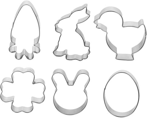 PRETYZOOM Set di Formine per Biscotti in Acciaio Inossidabile 6 Pezzi Formine per Dolci Pasquali in Metallo Riutilizzabili