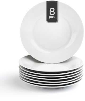 Home4You Dessertteller - Weiß - Ø 20 cm - Porzellan - 8er Set