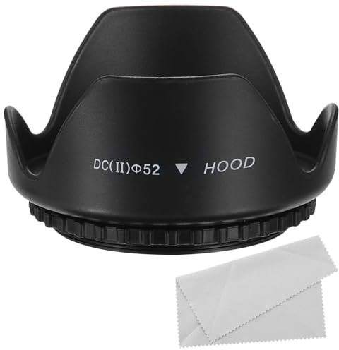 PATIKIL Parasol para Objetivo de Cámara de 52mm, Protector de Parasol en Forma de Floreses con Paño de Limpieza para Bloquear el Exceso de Luz Solar y Reducir los Destellos