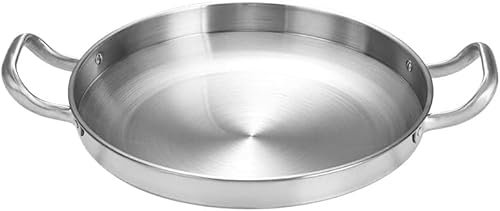 Paellera Española - Sartén Antiadherente De Acero Inoxidable con Asas Remachadas para Restaurante De Cocina Casera,Plata,30cm