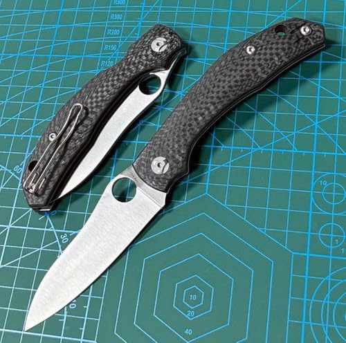 Klappmesser 8.3 Taschenmesser Rutschfest Aus Edelstahl Carbon & Kohlefaser, Slim Outdoor Survival Messer wandern Camper Jagdmesser Robust Scharfes Einhandmesser Mit Taschenclip, Ergonomisches Design