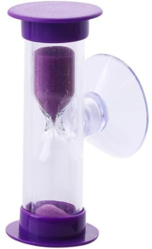 Timer per spazzolino da denti, timer viola per spazzolino da denti, 2 minuti, orologio a sabbia timer a ventosa in plastica a forma di clessidra, ornamento da scrivania, bomboniere, utensili da cucina