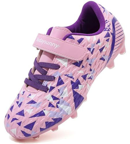 Kids Football Boots Boys AG/FG Football Shoes Girls Rugby Boots Soccer Shoes Soccer & Rugby, Unisex Indoor/Outdoor Training & Running Sneakers Pink