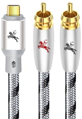 Impeto Câble USB de type C vers 2 RCA, câble adaptateur USB-C vers jack audio, câble audio de type C vers double câble RCA pour Téléphone Huawei/Amplificateur/Home Cinéma/Enceinte/HDTV etc. 2M