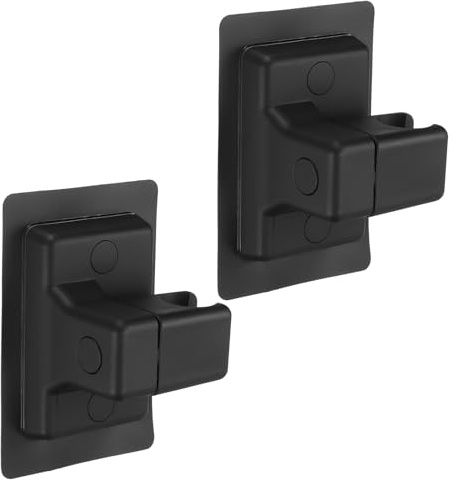 sourcing map Lot de 2 supports de pommeau de douche à forte adhérence, réglables sans perçage, clips de pommeau de douche (carré, noir)