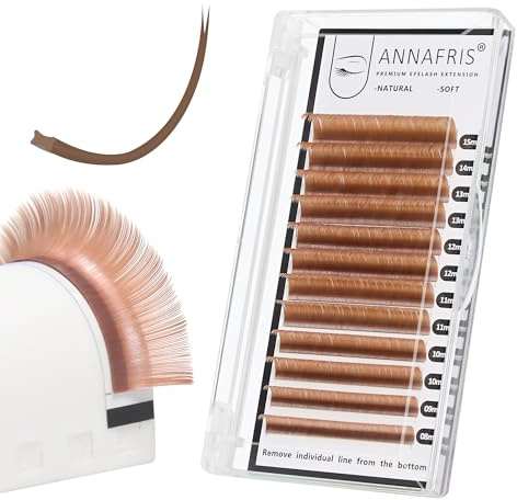 ANNAFRIS Wimpernverlängerunugen Ellipse Flat 0.15 C Curl 8-15mm Bunt Wimpern Extensions Einzelwimpern für 1:1 Seiden Individuelle Split-Tipps Wimpern(0.15C,8-15mm,Caramel)