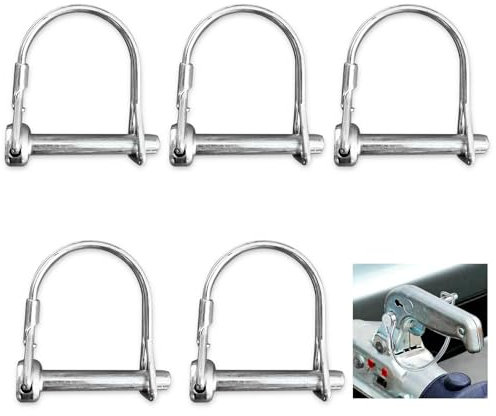 5 Stück Rohrklappsplinte, D Förmiger Sicherungsstift, Sicherungsstift, mit Rastverschluss Sicherungsstift, Karbonstahl Sicherungsbolzen, für Bauernhof Anhänger Rasen Garten, 6mm x 70mm