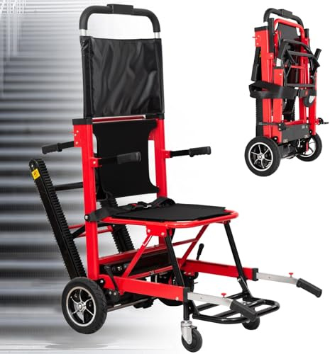 Elektrische Rollstühle Zum Treppensteigen,Elektrische Treppenlifte,Zusammenklappbare Tragbare Treppenstühle,Gehhilfen Für Erwachsene Und Behinderte Ältere Menschen red