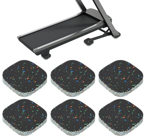 PATIKIL 6 Pcs Treadmill Mat Pads, 4x4x0.8 High Density Foam Anti Vibration Pad Sound Proof Floor Mat Exercise Equipment Mat for Carpet Protect Noise Reduction Home Gym, Mixed Color